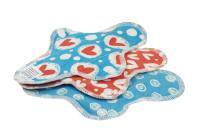 Blümchen wasserdichte Jersey-Slipeinlage/ Binde BIO 3er sortenrein Herz Design (2c)