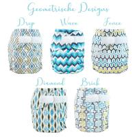 RNW Sale package 50 Blümchen Pocket diaper Shell (3-16kg) Geometric designs