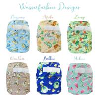 Blümchen PUL Taschenwindel Shell Klett Wasserfarben Kollektion (3-16kg)