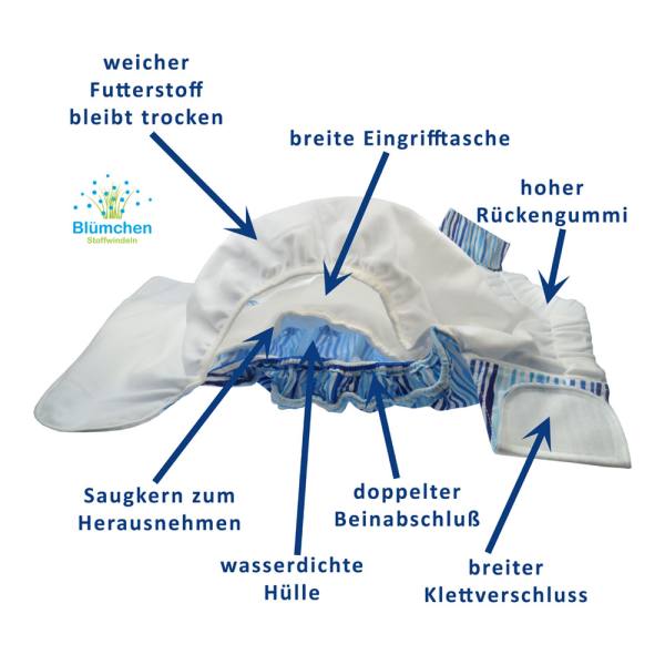 Blümchen Jugend/ Erwachsenen Inkontinenzhose weiss - MEDIUM