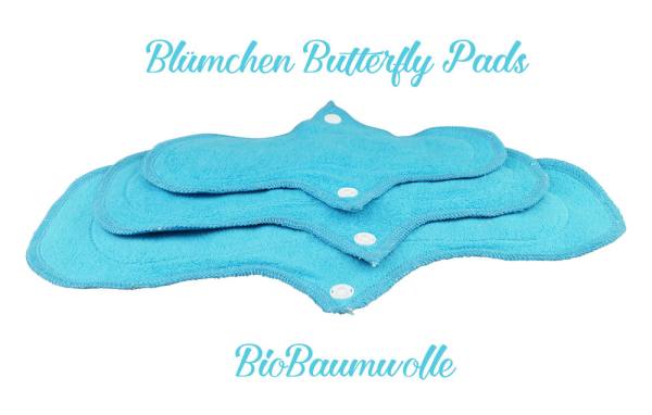 Blümchen BIO-Baumwoll Butterfly-Slipeinlage/ Binde 3er Größe M