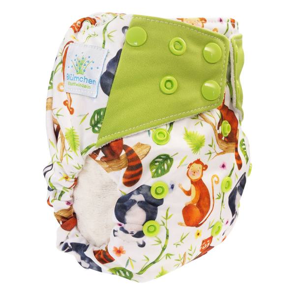 Blümchen All-in-One Bambus OneSize Druckknopf (3,5-15kg) Wildlife Edition