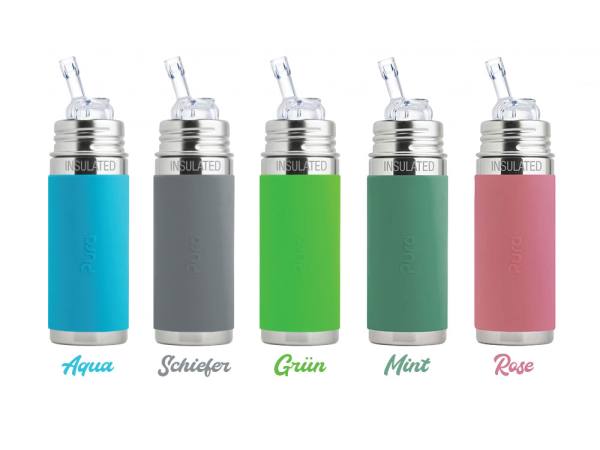 Purakikki Stainless steel insulated bottle 250ml with straw