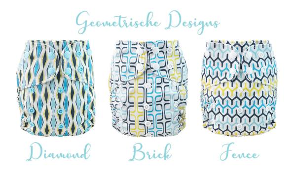 Blümchen diaper cover OneSize PUL Snaps Geometric Designs