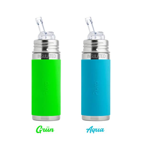 Purakikki Stainless steel insulated bottle 250ml with straw