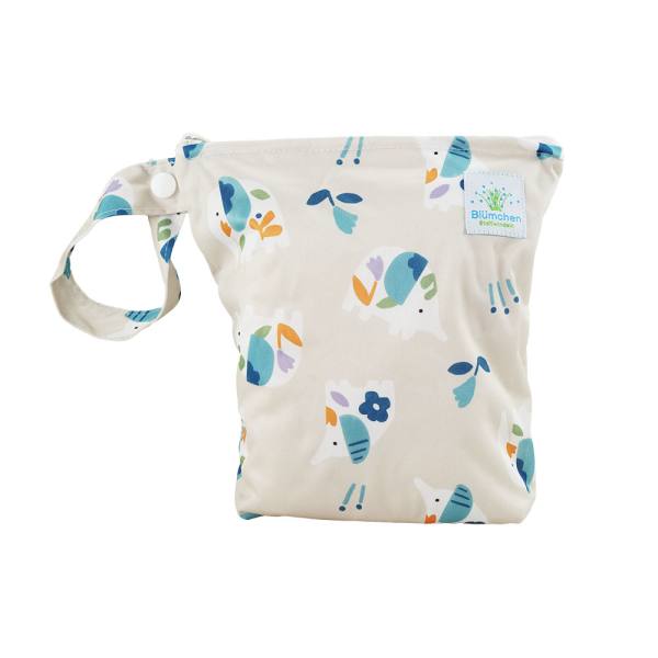 Blümchen wasserdichter Faltbodensack PUL Blauer Elefant Größe S - recycled PES