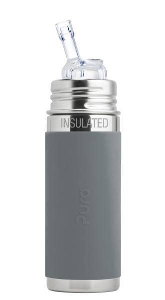 Purakikki Stainless steel insulated bottle 250ml with straw